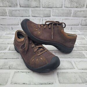 Keen Barika Chocolate Chip Brown Lace Up Leather Sneaker Rubber Toe Women's 8.5